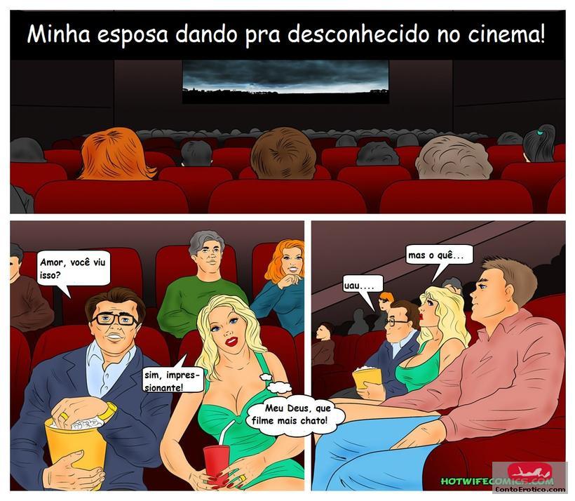 Quadrinho Erotico Dando pra desconhecido no cinema Imagem 1