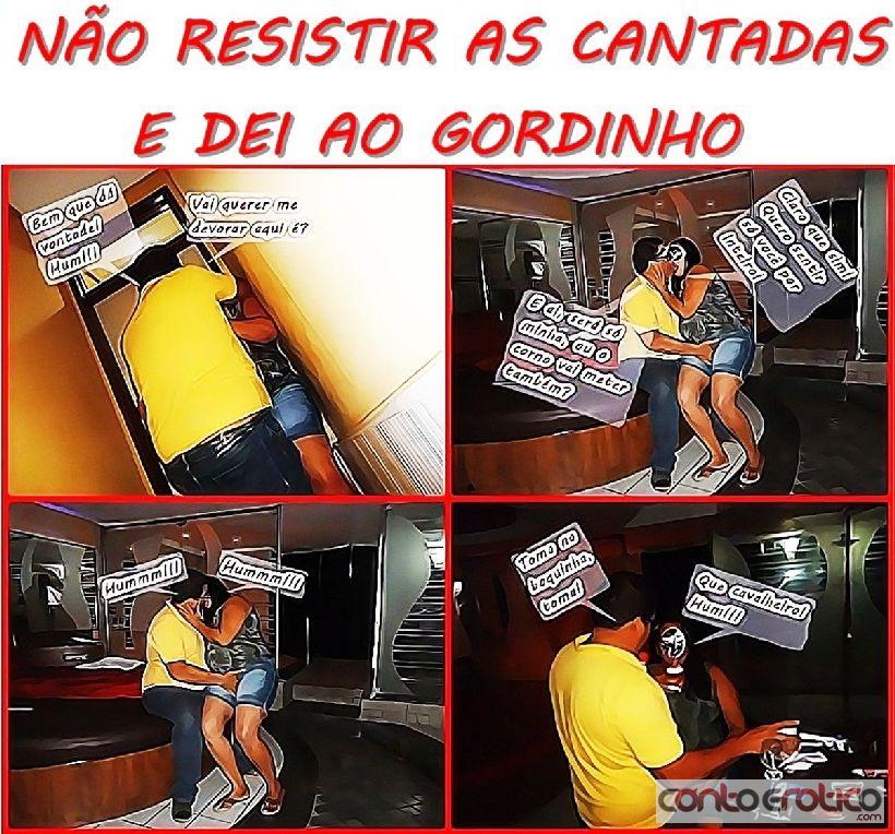 Quadrinho Erotico NÃO RESISTIR AS CANTADAS E DEI AO GORDINHO Imagem 1