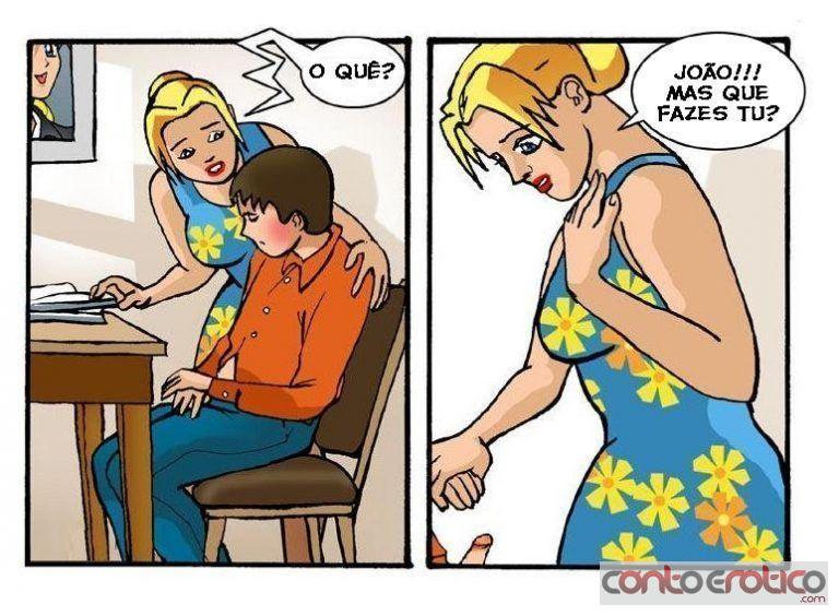 Quadrinho Erotico A mãe toma a lição de casa do filho que SEMPRE acaba em sexo... Imagem 4