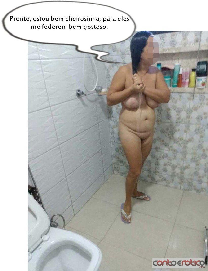 Quadrinho Erotico Mulher do Corninho Tomando Banho Para foder com o Amigo do Corno Imagem 17