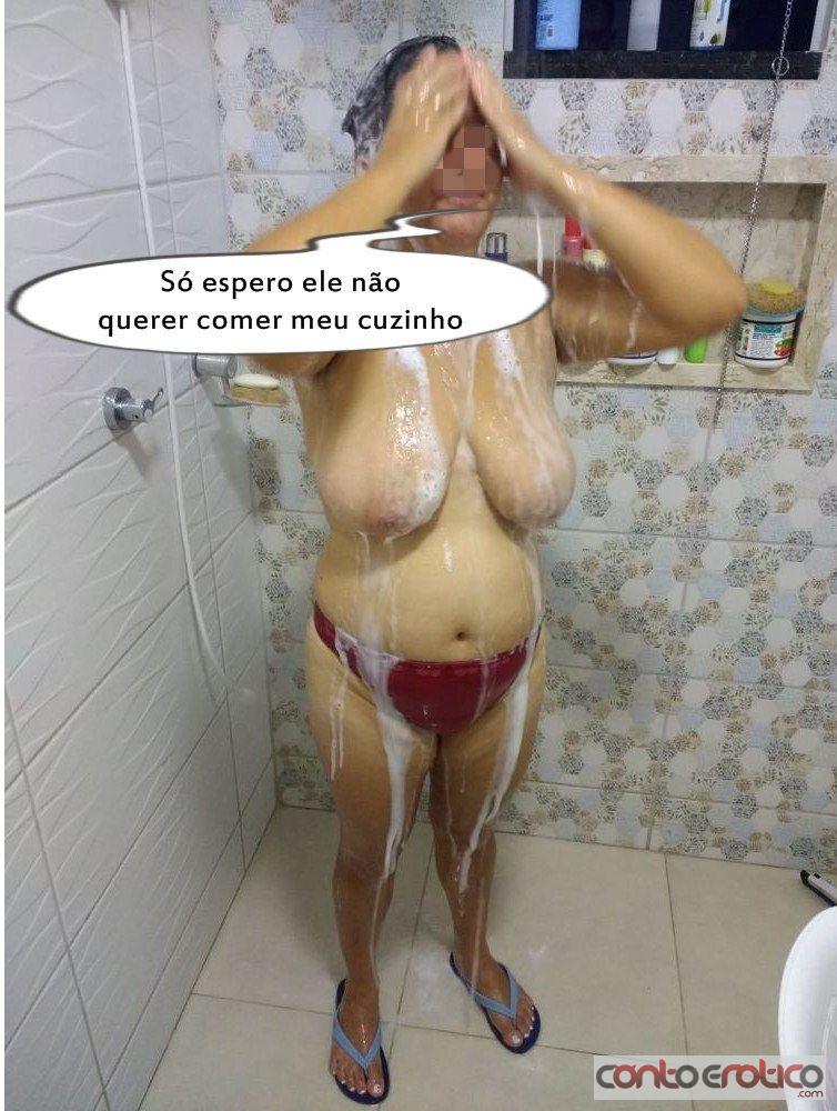 Quadrinho Erotico Mulher do Corninho Tomando Banho Para foder com o Amigo do Corno Imagem 5