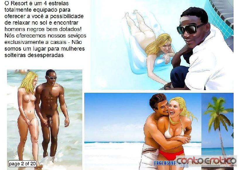 Quadrinho Erotico Resort Interrracial dos Cornos Imagem 2