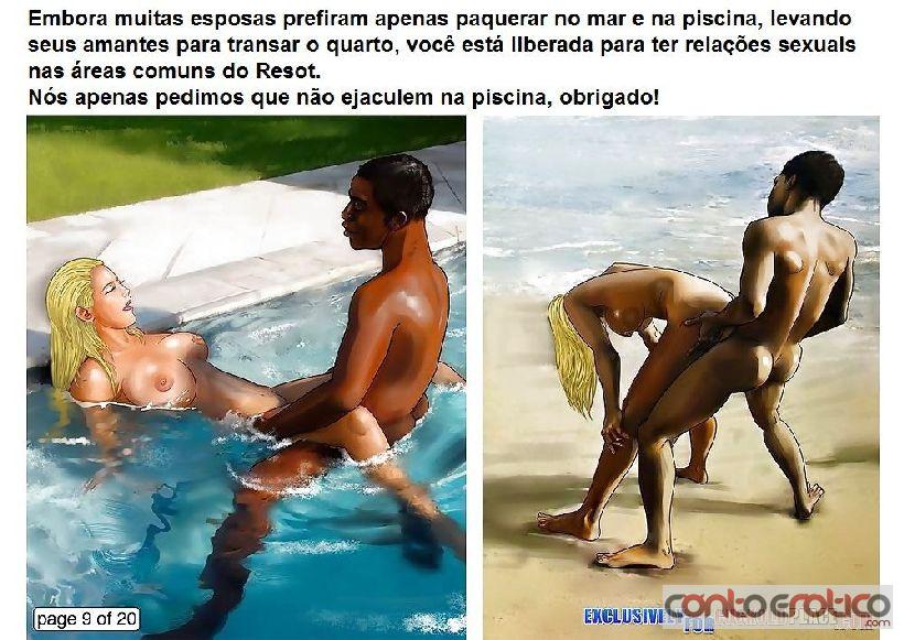 Quadrinho Erotico Resort Interrracial dos Cornos Imagem 9