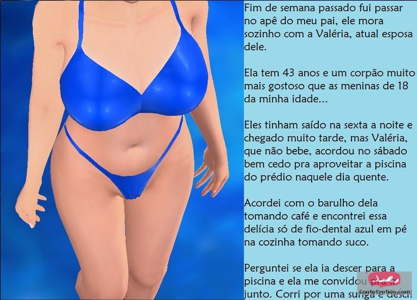 Quadrinho Erotico Sábado na piscina com a Madrasta. Imagem 1